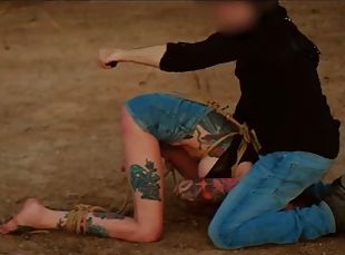 Hard domination with bondage and spanking for Rocky Emerson in the California desert