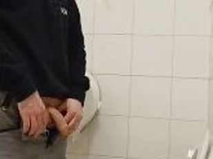 caught a young Italian worker peeing in public toilets, during work