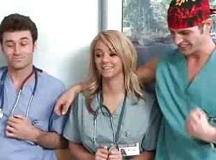 medmāsa, grupveida, blondīne, smieklīgi, slimnīca, uniforma