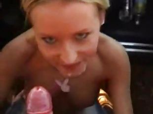 Pretty blonde gets face fucked and jizzed on by the roadside