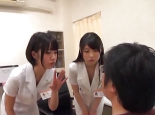 enfermera, doctor, hardcore, japonés, paja, trío, sexo-con-ropa, uniforme