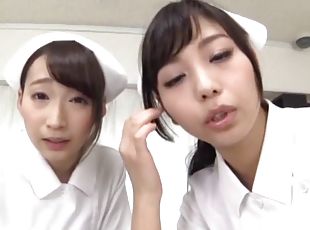 krankenschwester, blasen, schwer, japanier, wichsen, paar, 3etwas, gesichtspunkt, natürliche, bekleidet-sex