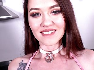 Angel Long's pretty face is covered in cum after threesome
