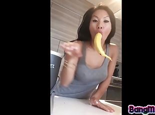 asiatisk, store-patter, onani, orgasme, amatør, skønheder, milf, liderlig, solo, banan