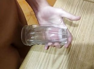 My powerful orgasm with a lot of hot cum with my new toy