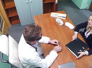 Amateur blonde girl fucked by her doctor and recorded on a spy cam