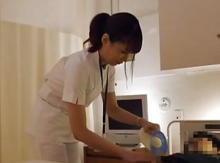 enfermeira, japonesa, casal, bizarro-kinky, uniforme, pénis