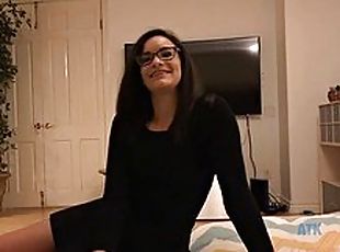 Cutie likes giving out blowjobs and footjobs