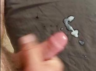Jerking with toy and cumming with porno film