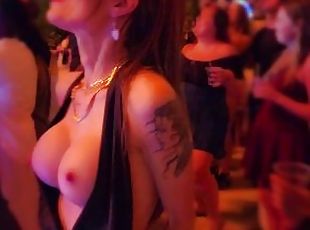 Hubby had me to take my tits out and panties off at the crowded night club!