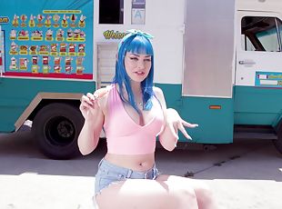 Blue haired slut Jewelz Blu gets fucked hard in the truck