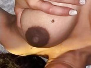 Latina takes cumshot on tits