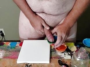 Dong Ross dick painting session: Abstract Boner Blast. Watch me paint with my cock!