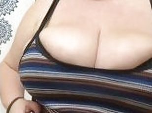 Your favorite milf goddess next door flashes you with huge tits spilling out of tight bra