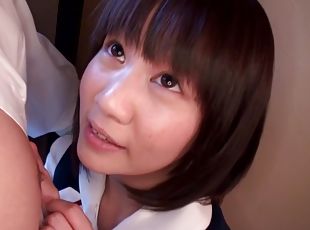 asiático, colegiala-schoolgirl, adolescente, japonés, primera-persona, facial, uniforme
