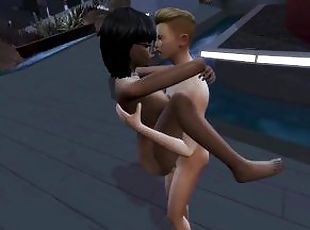 Outside by the fountain holding her (Sims 4 Short Story)