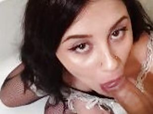 Petite Model Sucking Dick in The Bathroom / Caught her by surprize