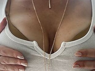 Young Hot Solo Milf Grabs Her Milky Tits, Masturbates & Touches Herself For You