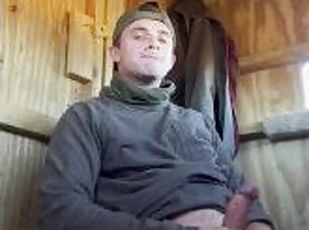 Country Boy Strokes Fat Cock Until He Blows A Load Alone In Deer Stand