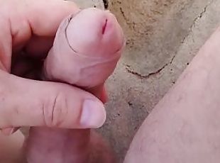 masturbation handjob on the beach looking at a naked woman walking on a public beach with her tits a