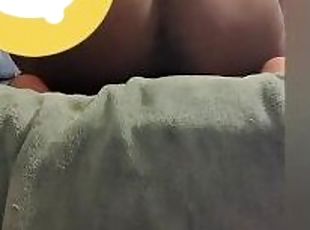Ebony shakes her fat ass in excitement before sucking dick