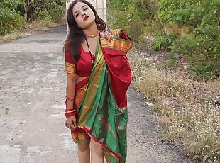 दुल्हन, घर-के-बाहर, भारतीय, स्ट्रिप्पिंग, एकल, शादी, श्यामला, छेड़ना
