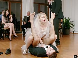 Blonde bride shares intimate hardcore sex on her wedding day