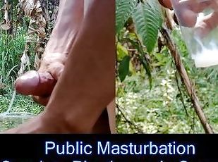 asiatique, masturbation, orgasme, en-plein-air, public, amateur, ejaculation-sur-le-corps, énorme-bite, branlette, secousses