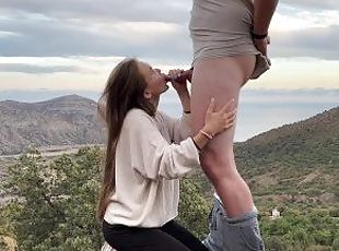 Conquered her clit on the mountain