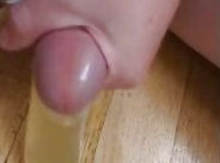 It nearly broke! Pissing and cumming in condom