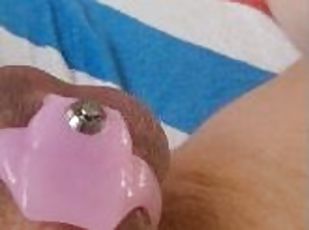 Cumming in my Chastity cage holy trainer v5 pink nub.