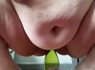 BIG BELLY BBW takes wine bottle and gets the juices going