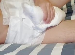 ABDL Diaper Boy Jerking Off His Big Cock In A Diaper