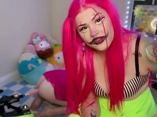 Clown Goddess uses fuck machine on sub - OF TEASER
