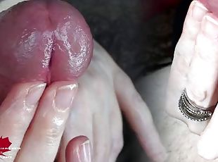 A horny cock treatment. Close-up of orgasm control