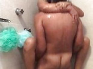 Passionate shower sex for real married couple